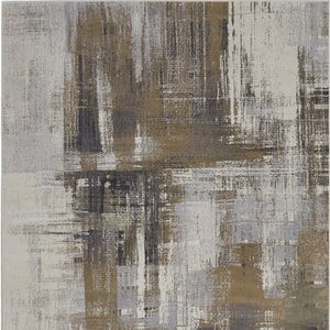 Homeroots 6' X 9' Abstract Area Rug - Stylish Bohemian Design, Stain Resistant, Perfect For Homes With Kids & Pets Gray,Brown Polyester Blend 616900