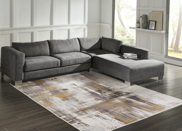 HomeRoots 8' Gray and Brown Abstract Area Rug - Contemporary Bohemian Design for Modern Living Spaces 8' X 10' 616900
