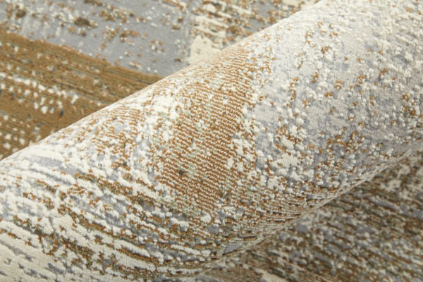 Homeroots 6' X 9' Abstract Area Rug - Stylish Bohemian Design, Stain Resistant, Perfect For Homes With Kids & Pets Gray,Brown Polyester Blend 616900