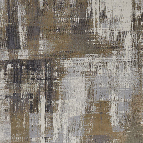 Homeroots 6' X 9' Abstract Area Rug - Stylish Bohemian Design, Stain Resistant, Perfect For Homes With Kids & Pets Gray,Brown Polyester Blend 616901