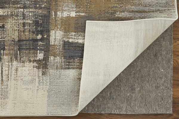 Homeroots 6' X 9' Abstract Area Rug - Stylish Bohemian Design, Stain Resistant, Perfect For Homes With Kids & Pets Gray,Brown Polyester Blend 616901