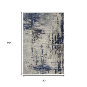 Homeroots 6' X 9' Abstract Area Rug - Stylish, Stain Resistant, Perfect For Families And Pets In Any Room Gray,Ivory Polyester Blend 616903