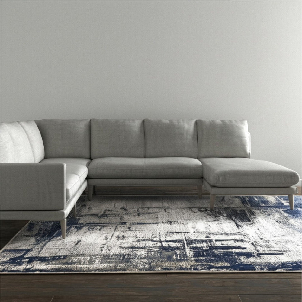 HomeRoots 8' Gray and Ivory Abstract Area Rug - Modern Bohemian Design for Stylish, Durable Home Decor Solutions 8' X 12' 616905