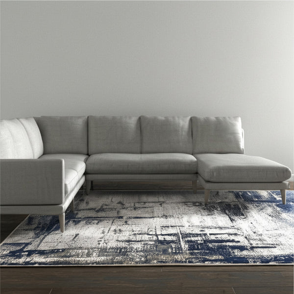 Homeroots 6' X 9' Abstract Area Rug - Stylish, Stain Resistant, Perfect For Families And Pets In Any Room Gray,Ivory Polyester Blend 616905