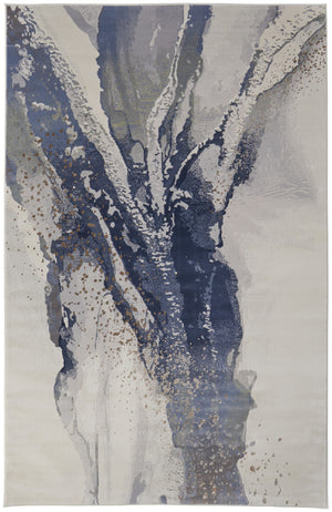 Homeroots 6' X 9' Abstract Area Rug - Stylish, Stain Resistant, Soft Texture For Cozy Home Décor And Comfort Gray,Ivory Polyester Blend 616907