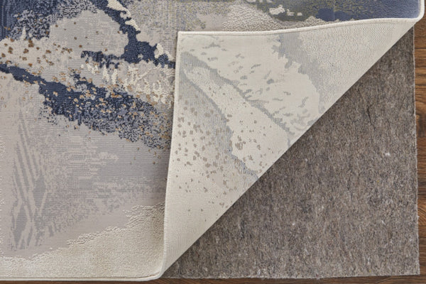 Homeroots 6' X 9' Abstract Area Rug - Stylish, Stain Resistant, Soft Texture For Cozy Home Décor And Comfort Gray,Ivory Polyester Blend 616907