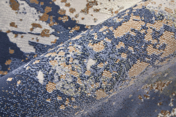 Homeroots 6' X 9' Abstract Area Rug - Stylish, Stain Resistant, Soft Texture For Cozy Home Décor And Comfort Gray,Ivory Polyester Blend 616908