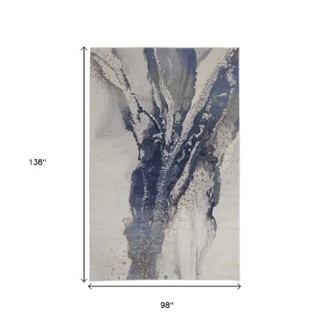 Homeroots 6' X 9' Abstract Area Rug - Stylish, Stain Resistant, Soft Texture For Cozy Home Décor And Comfort Gray,Ivory Polyester Blend 616909