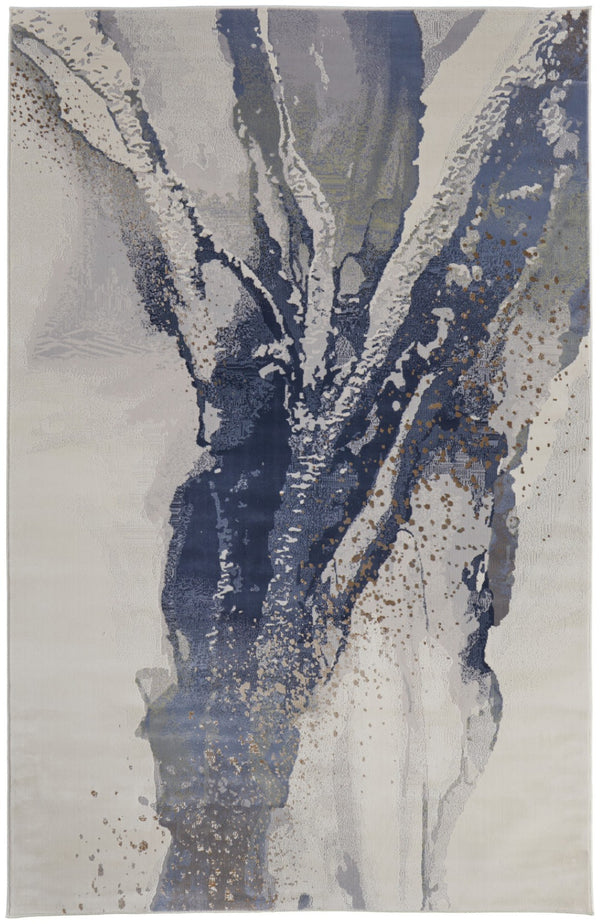 HomeRoots 8' Gray and Ivory Abstract Area Rug - Modern Bohemian Design, Durable, Stain-Resistant & Easy Care 8' X 12' 616909