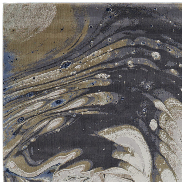 Homeroots 6' X 9' Abstract Area Rug - Stylish, Stain Resistant, Perfect For Homes With Kids And Pets! Gray,Ivory Polyester Blend 616911