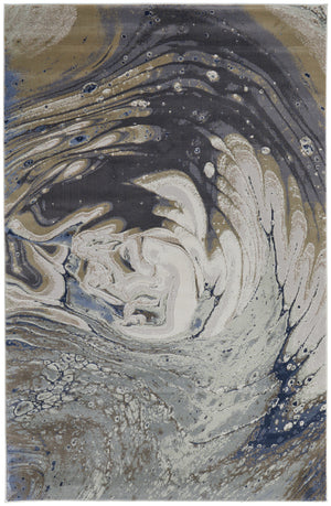 Homeroots 6' X 9' Abstract Area Rug - Stylish, Stain Resistant, Perfect For Homes With Kids And Pets! Gray,Ivory Polyester Blend 616911