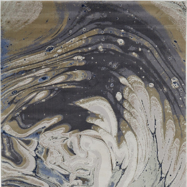 Homeroots 6' X 9' Abstract Area Rug - Stylish, Stain Resistant, Perfect For Homes With Kids And Pets! Gray,Ivory Polyester Blend 616913