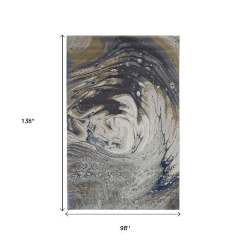 Homeroots 6' X 9' Abstract Area Rug - Stylish, Stain Resistant, Perfect For Homes With Kids And Pets! Gray,Ivory Polyester Blend 616913