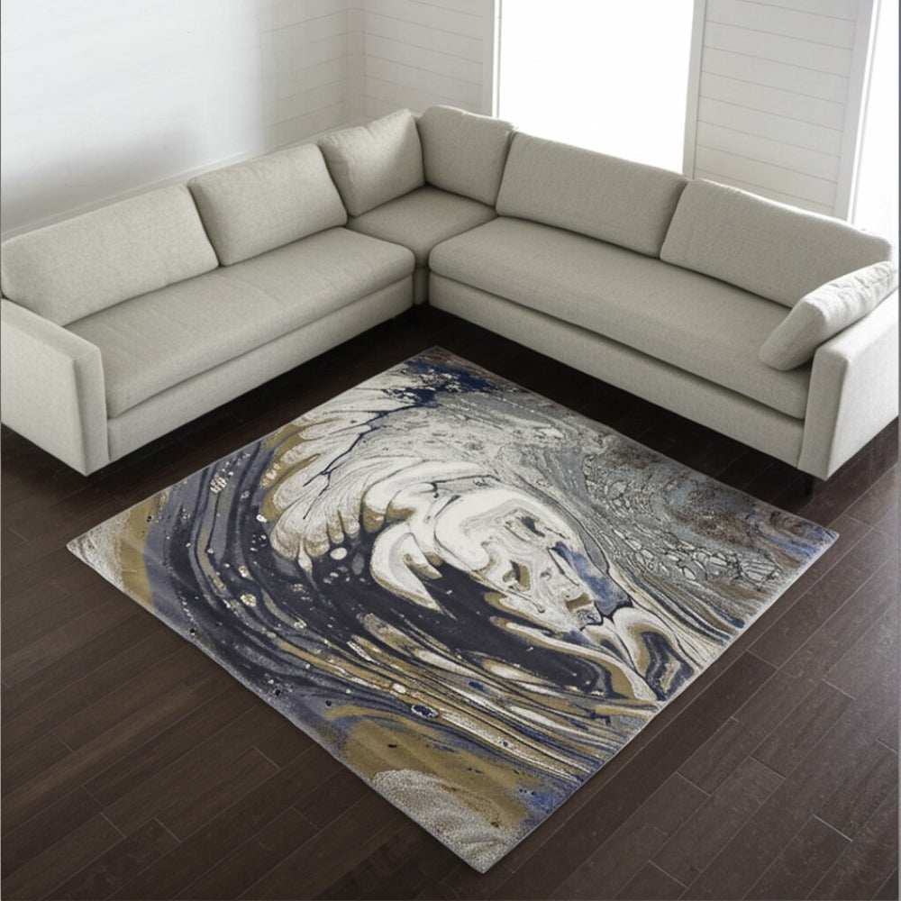 HomeRoots 8' Gray and Ivory Abstract Area Rug - Modern Bohemian Design for Stylish Living Spaces, Stain-Resistant 8' X 12' 616913