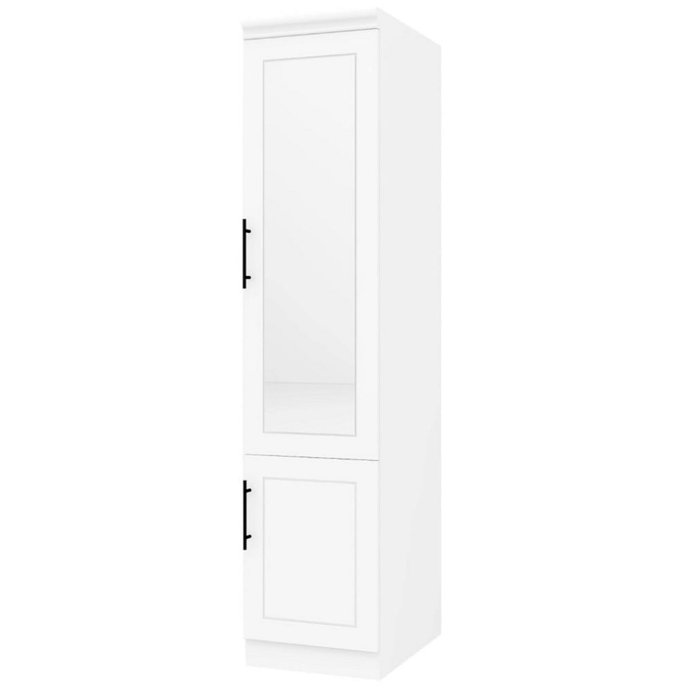 HomeRoots 71" White Wood Mirrored Two-Door Combo Dresser - Modern Wardrobe & Vanity with Full-Length Mirror 616914