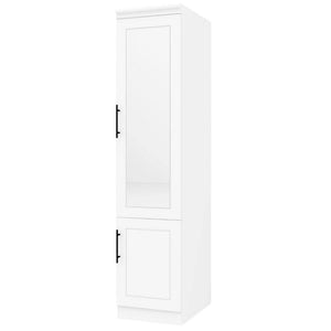 HomeRoots 71" White Wood Mirrored Two-Door Combo Dresser - Modern Wardrobe & Vanity with Full-Length Mirror 616914