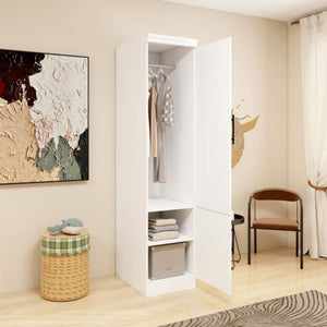 HomeRoots 71" White Wood Mirrored Two-Door Combo Dresser - Modern Wardrobe & Vanity with Full-Length Mirror 616914