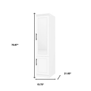 HomeRoots 71" White Wood Mirrored Two-Door Combo Dresser - Modern Wardrobe & Vanity with Full-Length Mirror 616914