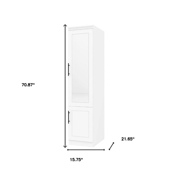 HomeRoots 71" White Wood Mirrored Two-Door Combo Dresser - Modern Wardrobe & Vanity with Full-Length Mirror 616914