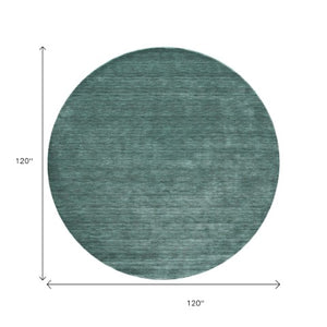 Homeroots 10' Hand Woven Round Rug – Unique Artisan Crafted Stain Resistant Wool Blend For Stylish Spaces Green,White Wool Blend 616915