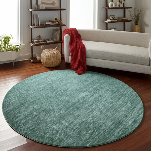 Homeroots 10' Hand Woven Round Rug – Unique Artisan Crafted Stain Resistant Wool Blend For Stylish Spaces Green,White Wool Blend 616915
