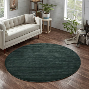 Round Wool Blend Hand Woven Area Rug Solid Artisan Green Stain Resistant for Living Room