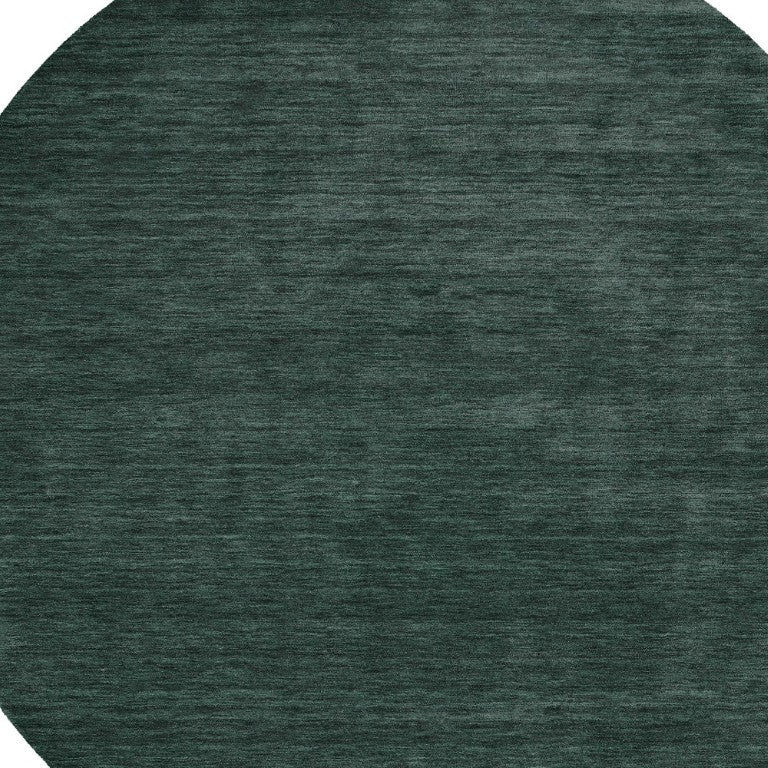 HomeRoots Round Wool Blend Hand Woven Area Rug Solid Artisan Green Stain Resistant for Living Room 10' 616916