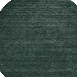 Round Wool Blend Hand Woven Area Rug Solid Artisan Green Stain Resistant for Living Room