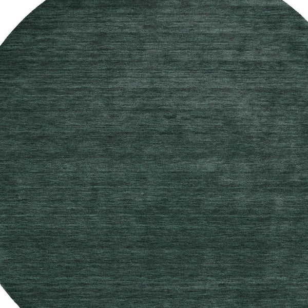 Round Wool Blend Hand Woven Area Rug Solid Artisan Green Stain Resistant for Living Room