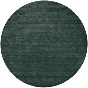 Round Wool Blend Hand Woven Area Rug Solid Artisan Green Stain Resistant for Living Room