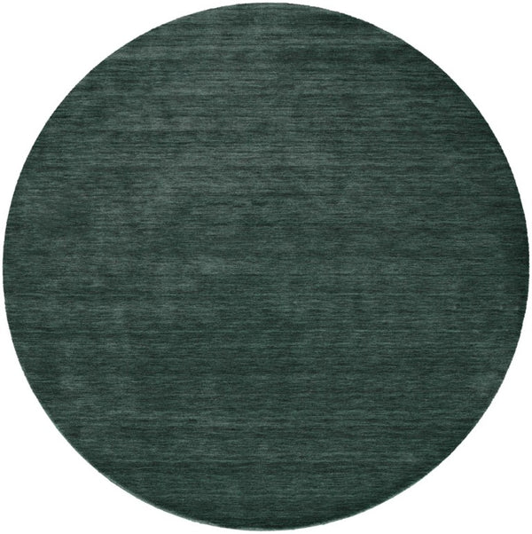 Round Wool Blend Hand Woven Area Rug Solid Artisan Green Stain Resistant for Living Room