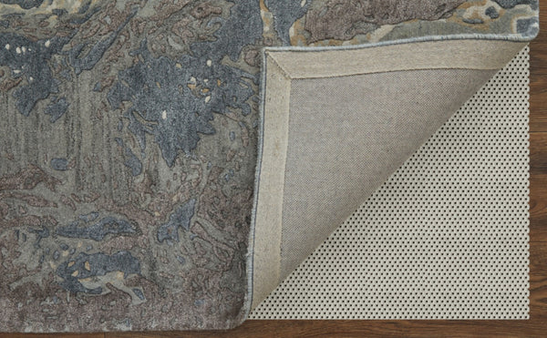 Homeroots 10' X 14' Abstract Hand-tufted Distressed Area Rug – Unique Artisan Craftsmanship For Cozy Spaces Blue,Taupe,Green Wool Blend 616918