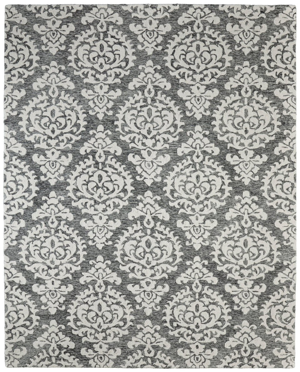 HomeRoots 10' Gray Ivory and Black Floral Hand-Tufted Area Rug - Timeless Style for Comfort and Elegance 10' X 14' 616919