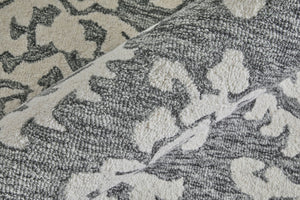 Homeroots 10' Hand Tufted Floral Area Rug - Luxurious Wool Blend, Stain Resistant, Perfect For Family Spaces Gray,Ivory,Black Wool Blend 616919