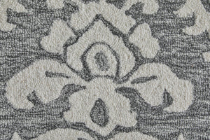 Homeroots 10' Hand Tufted Floral Area Rug - Luxurious Wool Blend, Stain Resistant, Perfect For Family Spaces Gray,Ivory,Black Wool Blend 616919