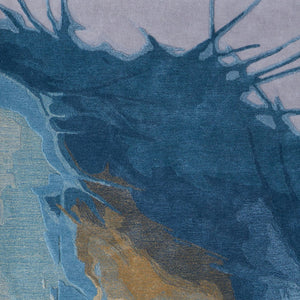 Homeroots 10' Hand-tufted Abstract Area Rug - Unique Artisan Crafted Wool Blend For Stylish Home Décor Blue,Gold,Gray Wool Blend 616920