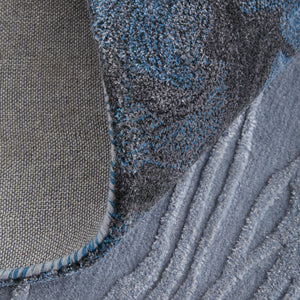 Homeroots 10' Elegant Abstract Hand-tufted Area Rug - Unique Wool Blend Design For Cozy Home Aesthetics Blue,Black,Gray Wool Blend 616921