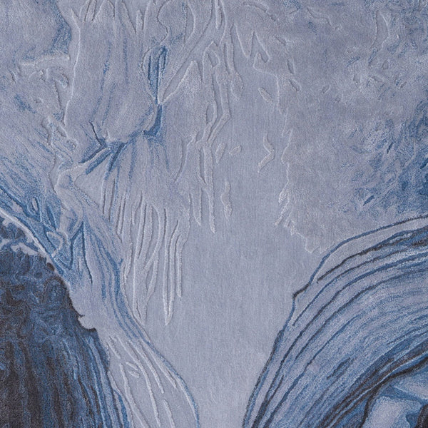 Homeroots 10' Elegant Abstract Hand-tufted Area Rug - Unique Wool Blend Design For Cozy Home Aesthetics Blue,Black,Gray Wool Blend 616921