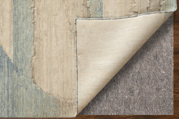 Homeroots 10' X 14' Abstract Area Rug - Luxurious Wool Blend, Stain Resistant, Perfect For Kids & Pets Blue,Ivory,Gray Wool Blend 616923