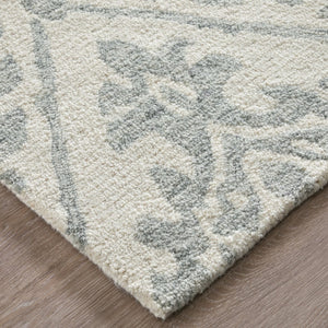 Homeroots 10' Hand Tufted Floral Area Rug - Stain Resistant, Unique Wool Blend Design For Modern Spaces Ivory,Gray Wool Blend 616925