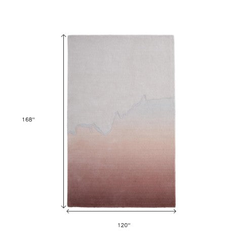 Homeroots 10' X 14' Ombre Hand-tufted Area Rug - Soft, Stain-resistant Wool Blend For Stylish Home Décor Pink,Ivory Wool Blend 616927