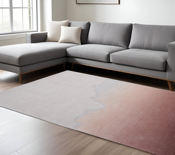 Homeroots 10' X 14' Ombre Hand-tufted Area Rug - Soft, Stain-resistant Wool Blend For Stylish Home Décor Pink,Ivory Wool Blend 616927