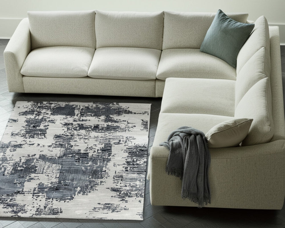 HomeRoots 10' Blue and Ivory Abstract Hand-Tufted Area Rug - Unique Artisan Craftsmanship for Cozy Living Spaces 10' X 14' 616929