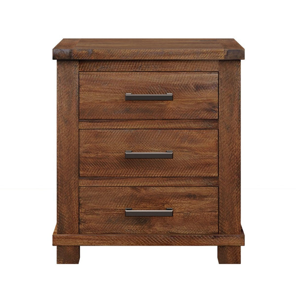 English Elm Rustic Reclaimed Pine 3-drawer Nightstand Set Farmhouse Bedroom Antique Finish BS701P455591D