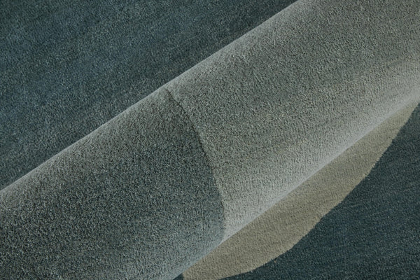 Homeroots 10' X 14' Geometric Hand-tufted Area Rug – Artisan-crafted, Stain Resistant, Perfect For Family Spaces Blue,White Wool Blend 616933