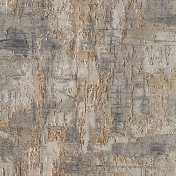 Homeroots 10' X 14' Abstract Distressed Area Rug - Stain Resistant, Premium Wool Blend For Stylish Comfort Gray,Tan,Ivory Wool Blend 616934