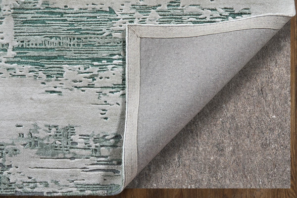 Homeroots 10' Hand Tufted Abstract Area Rug - Unique Artisan Crafted Design For Style And Comfort In Any Room Green,White Wool Blend 616935