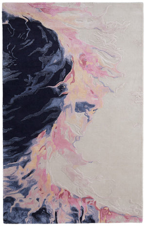 HomeRoots 10' Hand-Tufted Abstract Area Rug in Vibrant Pink, Blue, and Ivory for Modern Bohemian Spaces 10' X 14' 616936