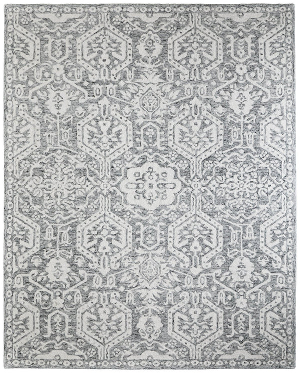 Homeroots 10' Hand-tufted Geometric Area Rug - Unique Wool Blend, Stain Resistant, Perfect For Kids & Pets Gray,White Wool Blend 616938