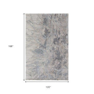 Homeroots 10' X 14' Abstract Hand-tufted Distressed Area Rug – Unique Artisan Craftsmanship For Cozy Spaces Gray,Tan,Blue Wool Blend 616940